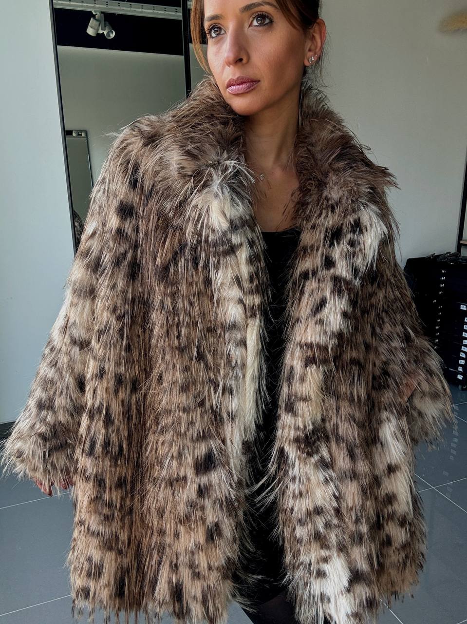 Manteau Fausse Fourrure  –  Intense & Volume Oversize leopard marron