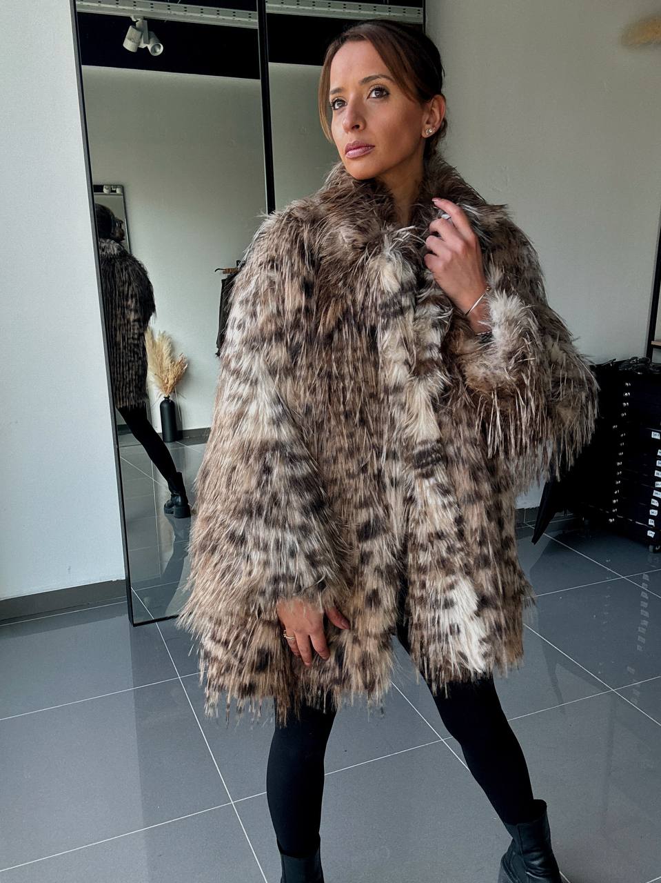 Manteau Fausse Fourrure  –  Intense & Volume Oversize leopard marron