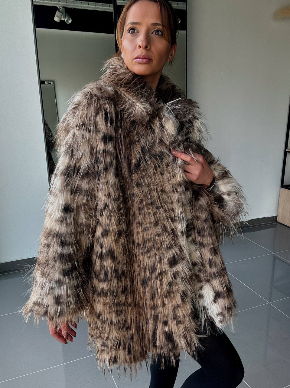 Manteau Fausse Fourrure  –  Intense & Volume Oversize leopard marron