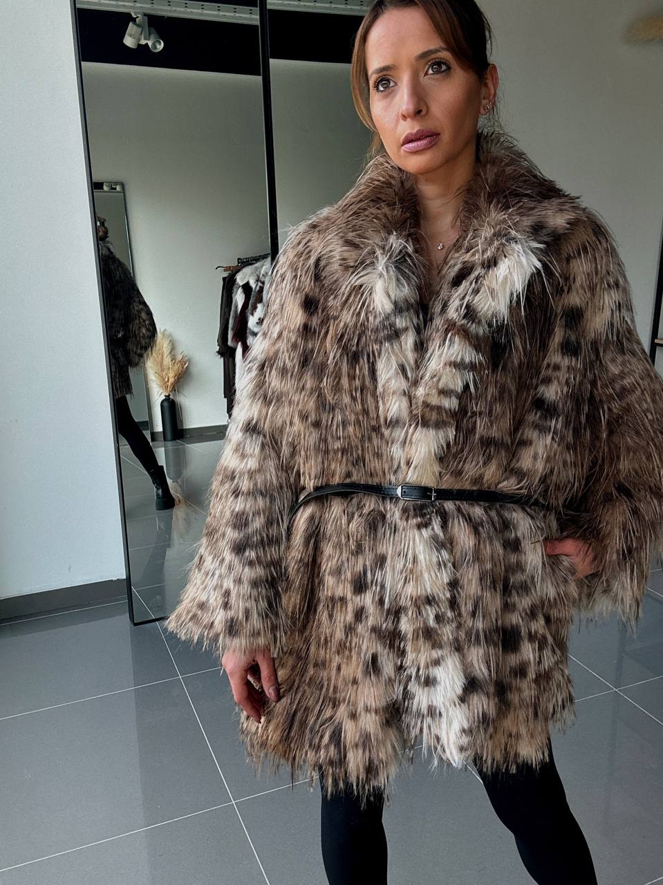 Manteau Fausse Fourrure  –  Intense & Volume Oversize leopard marron