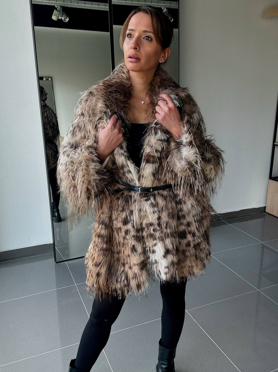 Manteau Fausse Fourrure  –  Intense & Volume Oversize leopard marron