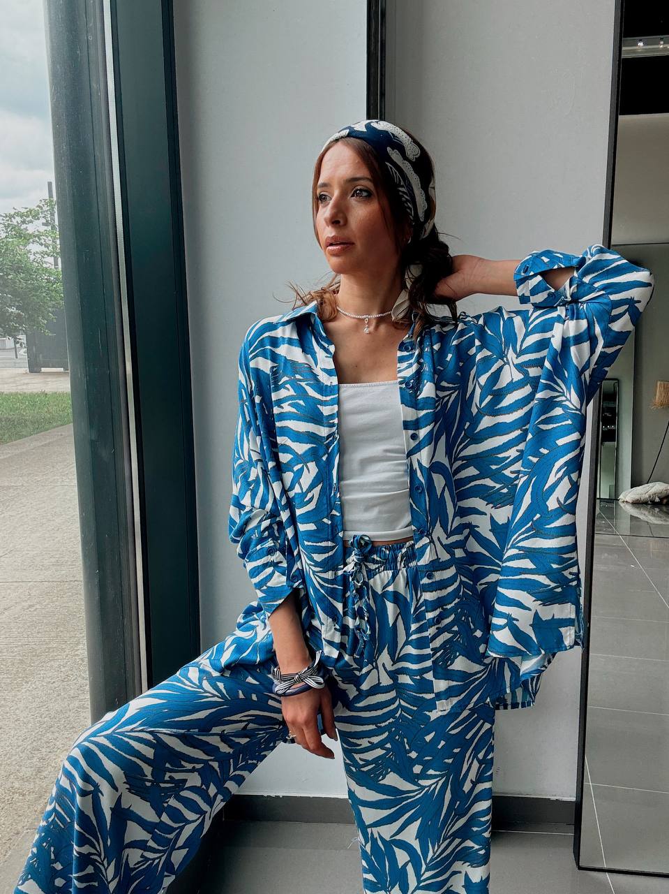 Ensemble chemise & pantalon imprimé – Esprit tropical chic - Fenomen Paris