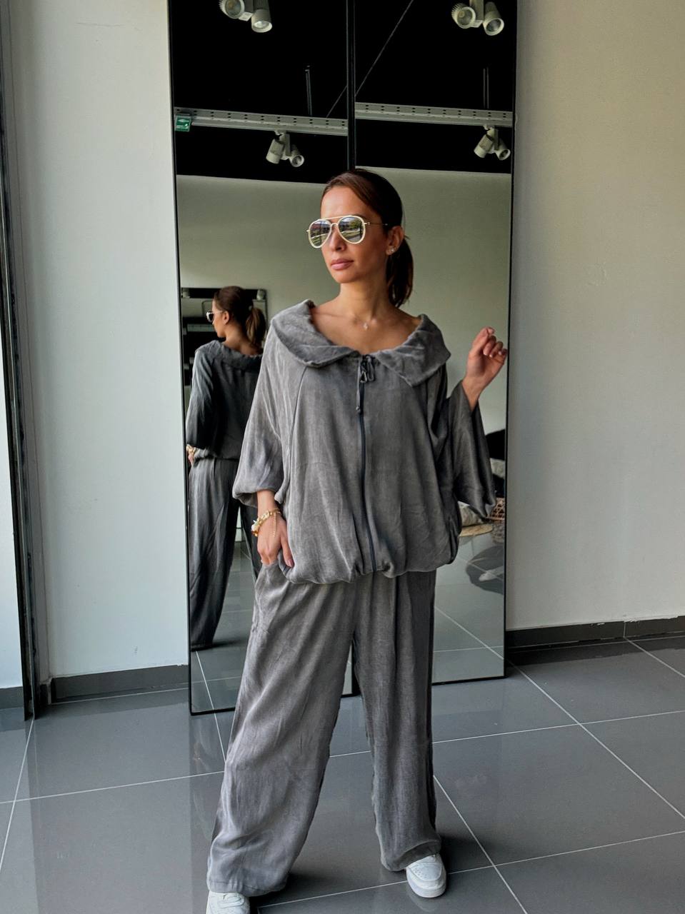 Ensemble en Tencel avec gilet zippé – pantalon fluide - ATK006-669 - Fenomen Paris