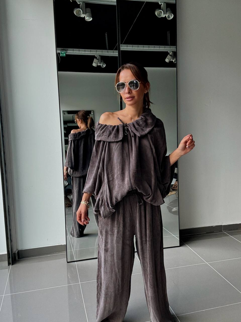 Ensemble en Tencel avec gilet zippé – pantalon fluide - ATK006-669 - Fenomen Paris