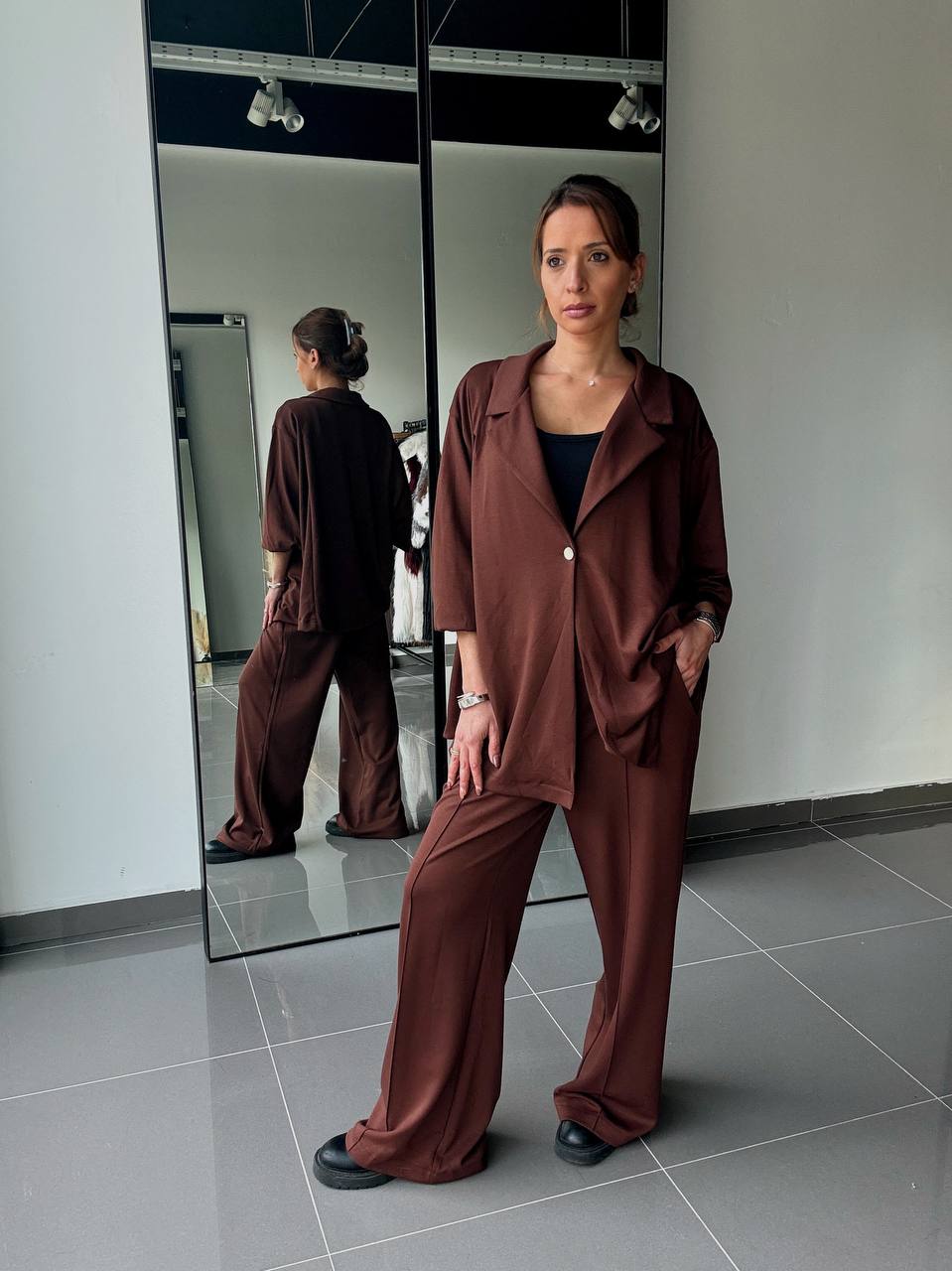 Ensemble veste & pantalon fluide - Casual chic