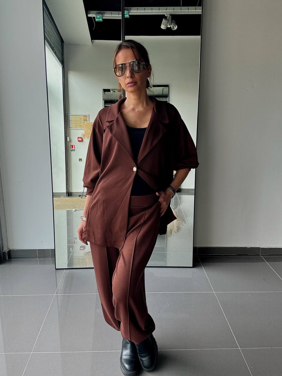 Ensemble veste & pantalon fluide - Casual chic