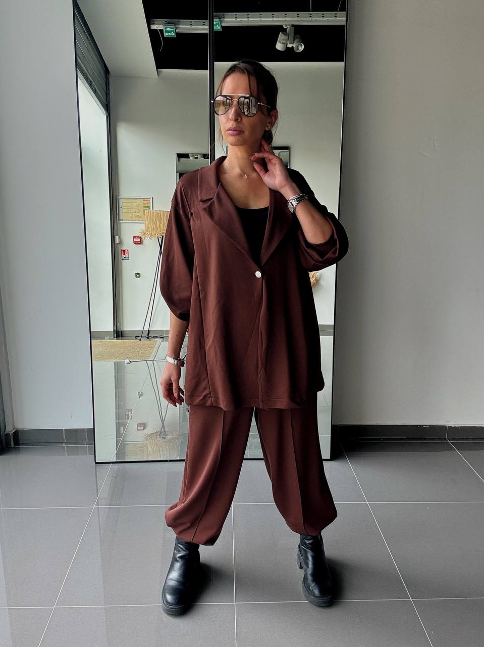 Ensemble veste & pantalon fluide - Casual chic