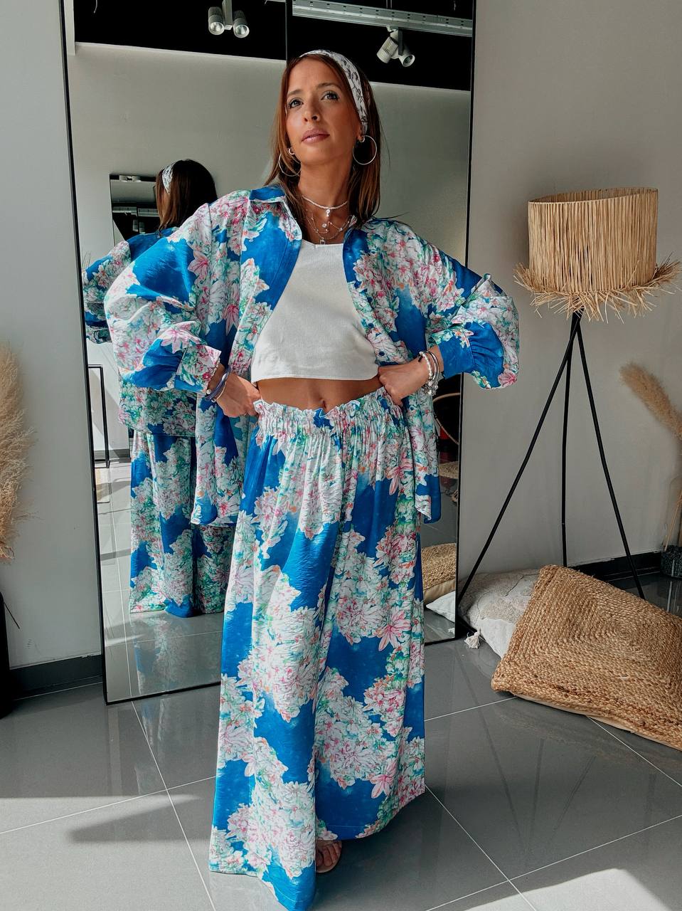 Ensemble Floral Azur – Élégance Bohème & Esprit Vacances