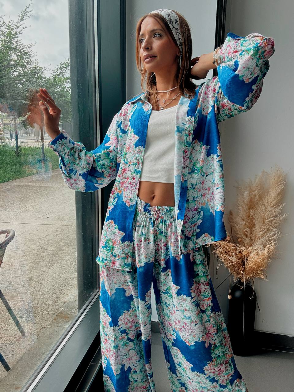 Ensemble Floral Azur – Élégance Bohème & Esprit Vacances