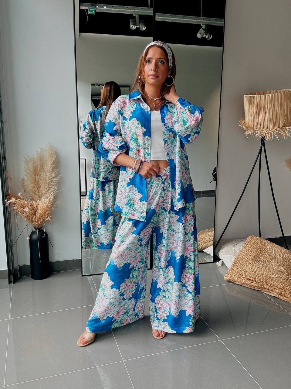 Ensemble Floral Azur – Élégance Bohème & Esprit Vacances