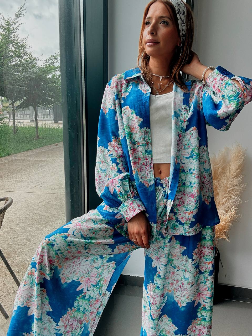 Ensemble Floral Azur – Élégance Bohème & Esprit Vacances