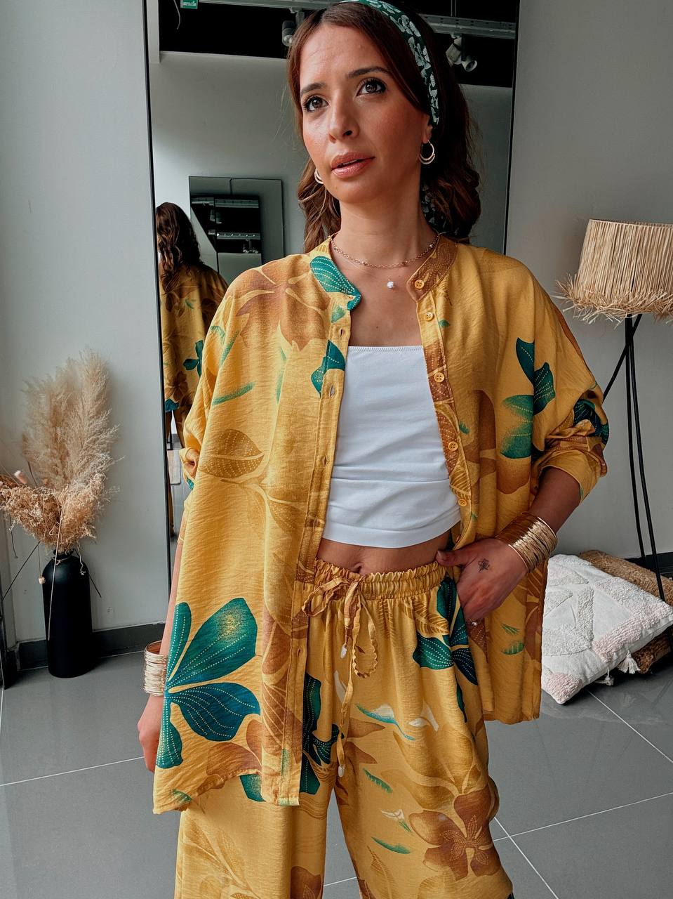 Ensemble chemise & pantalon imprimé – Esprit tropical ensoleillé - Fenomen Paris