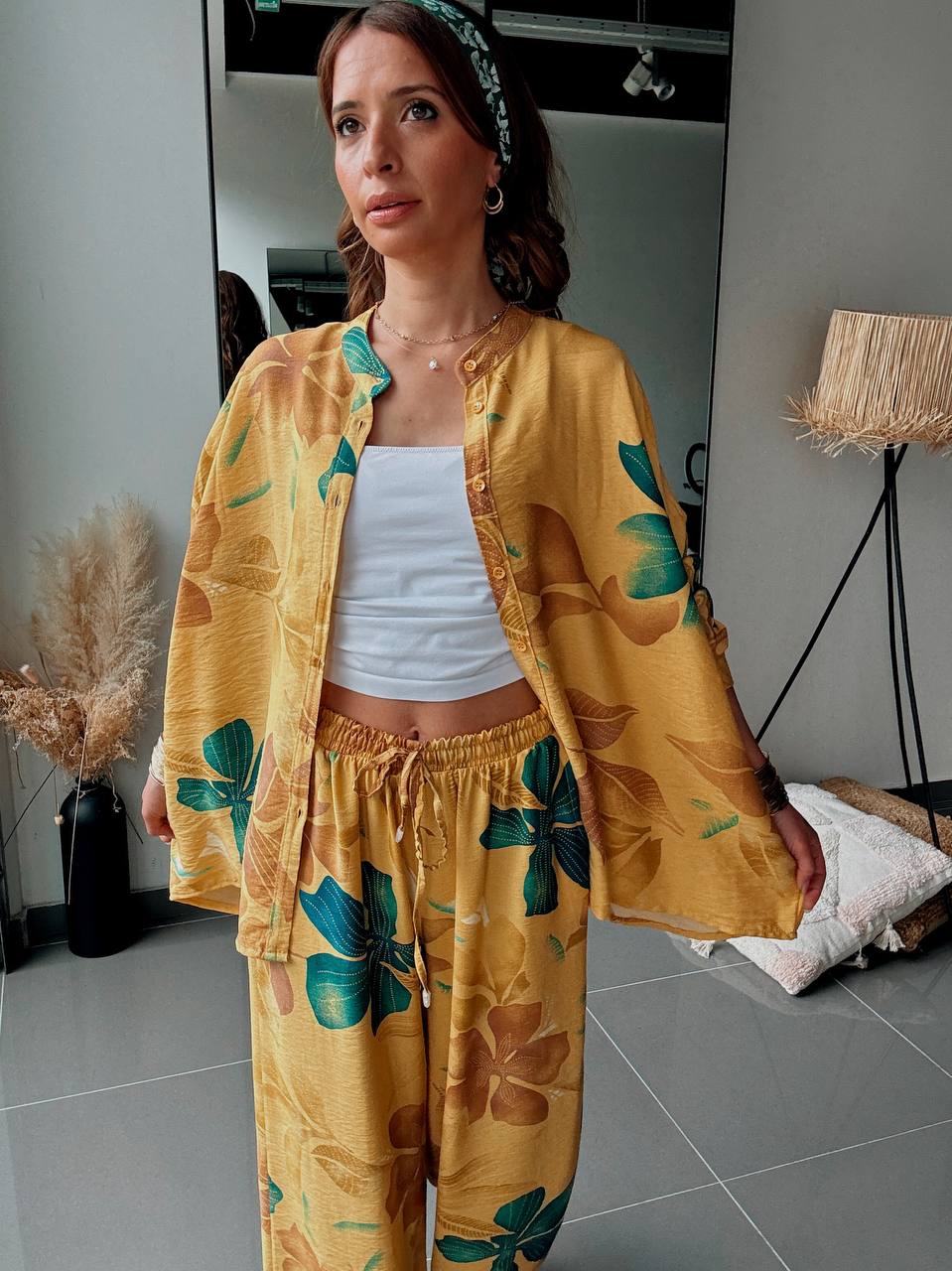 Ensemble chemise & pantalon imprimé – Esprit tropical ensoleillé - Fenomen Paris