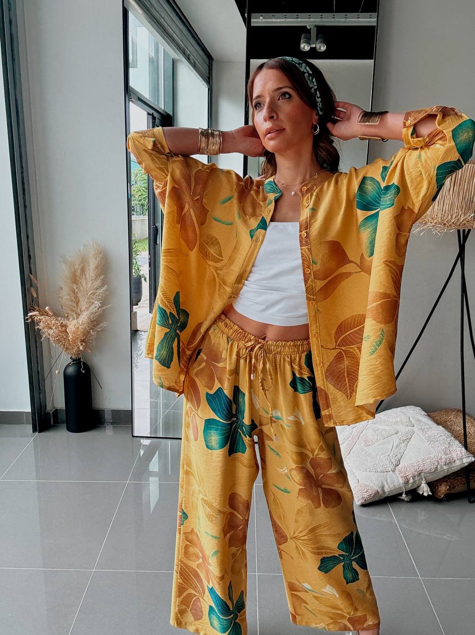 Ensemble chemise & pantalon imprimé – Esprit tropical ensoleillé - Fenomen Paris