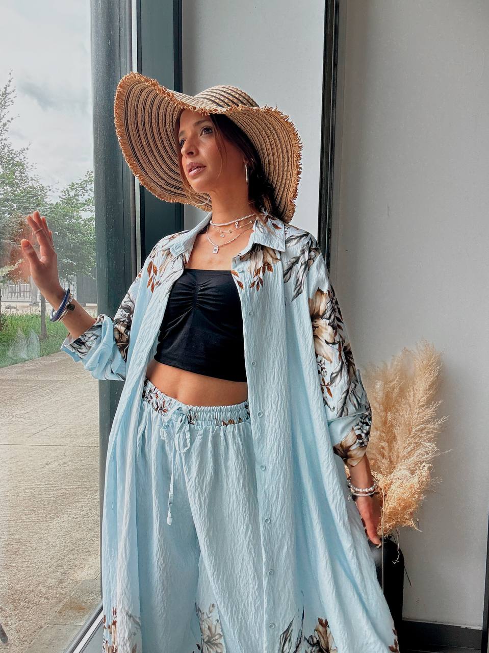 Ensemble Bohème Bleu Ciel Fleuri – Légèreté & Élégance au Quotidien