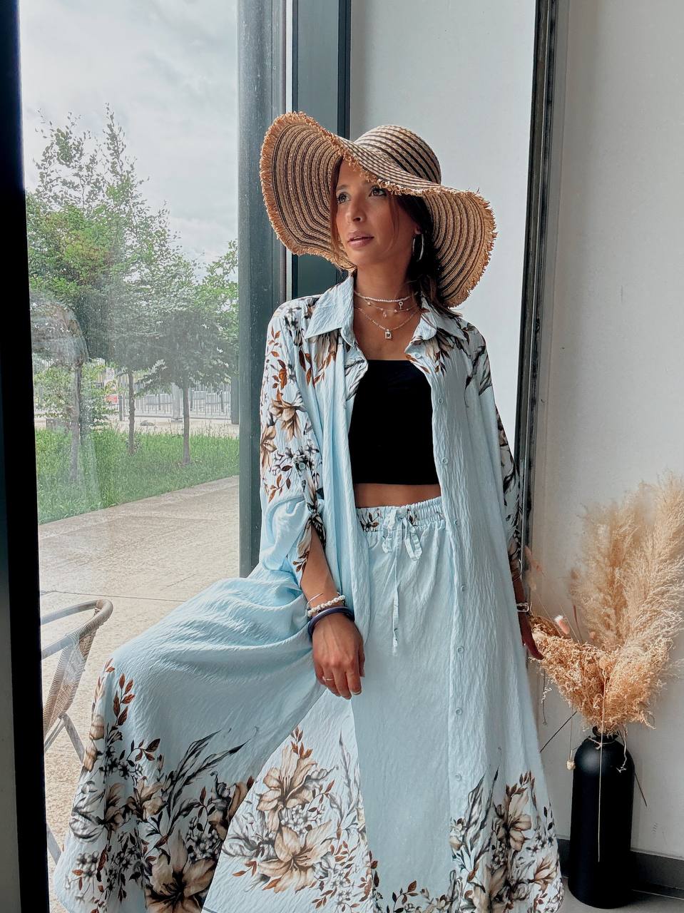 Ensemble Bohème Bleu Ciel Fleuri – Légèreté & Élégance au Quotidien