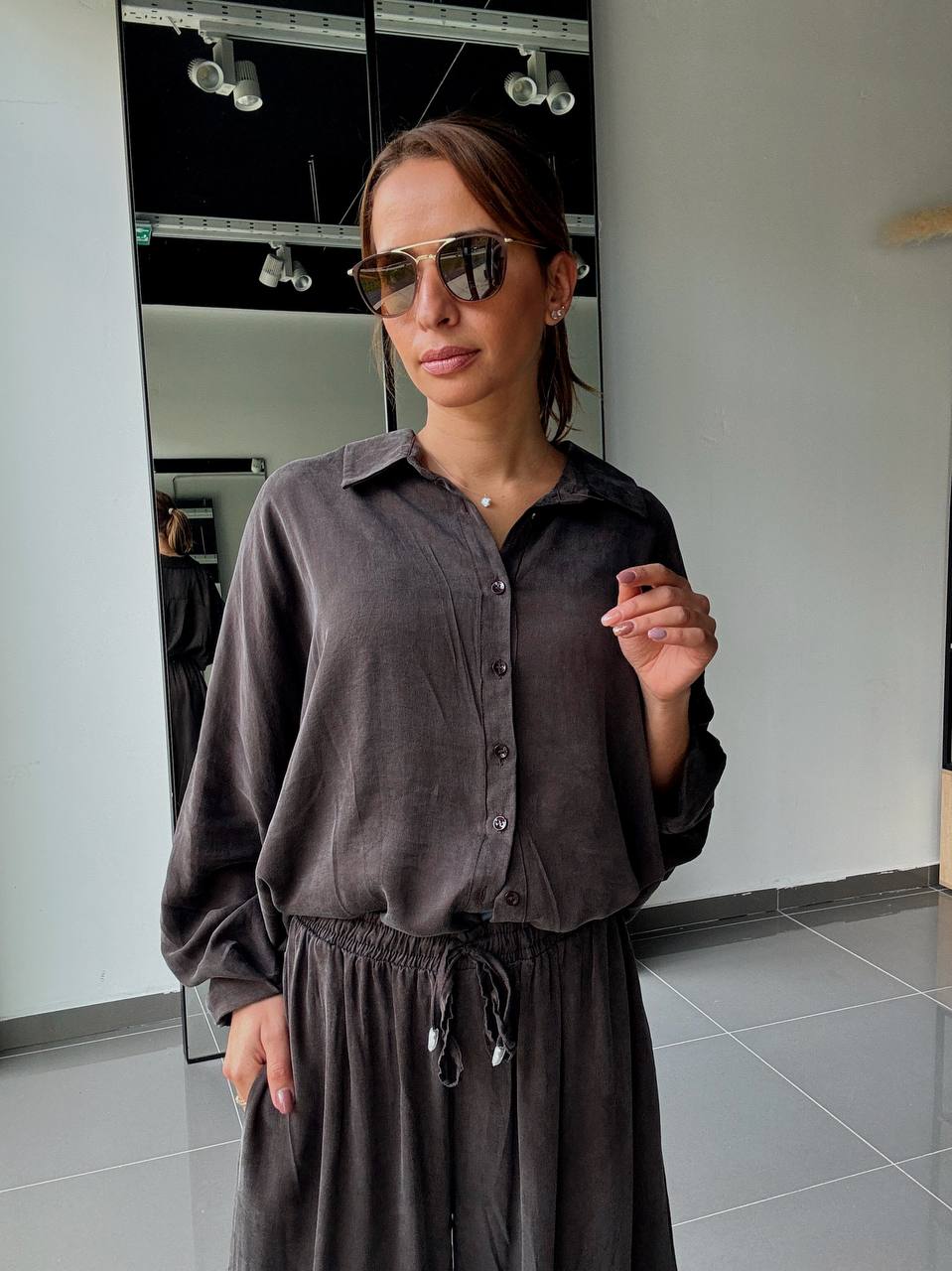 Ensemble en Tencel avec chemise et pantalon fluide - ATK025-662 - Fenomen Paris