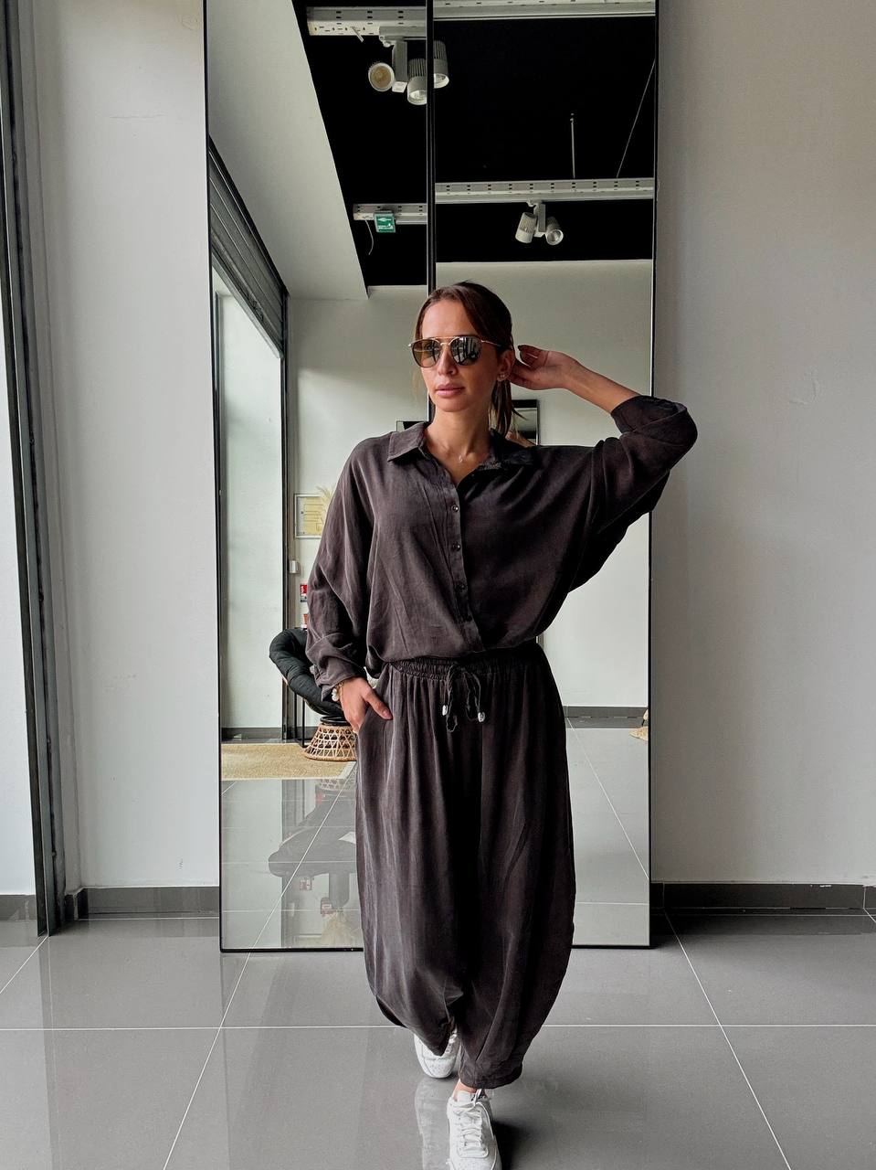 Ensemble en Tencel avec chemise et pantalon fluide - ATK025-662 - Fenomen Paris