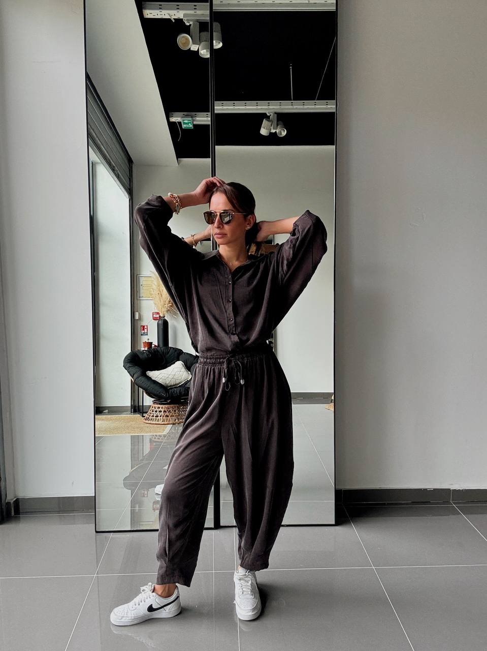 Ensemble en Tencel avec chemise et pantalon fluide - ATK025-662 - Fenomen Paris