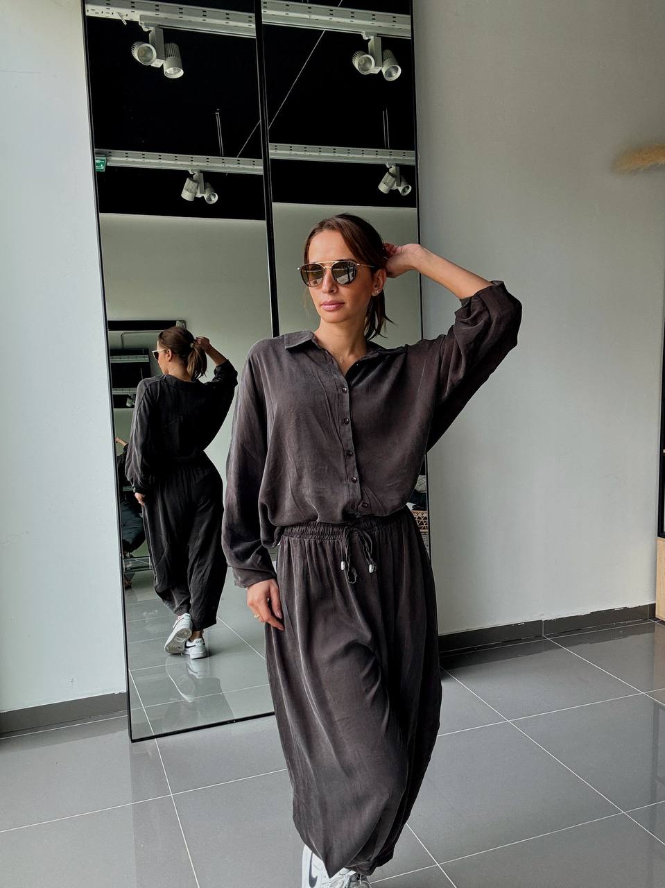 Ensemble en Tencel avec chemise et pantalon fluide - ATK025-662 - Fenomen Paris