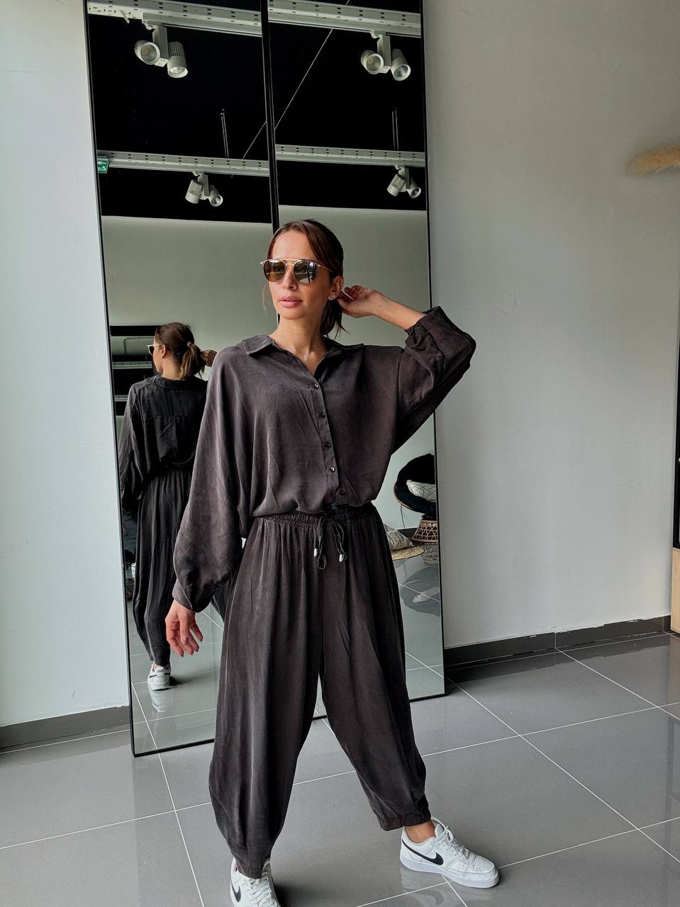 Ensemble en Tencel avec chemise et pantalon fluide - ATK025-662 - Fenomen Paris