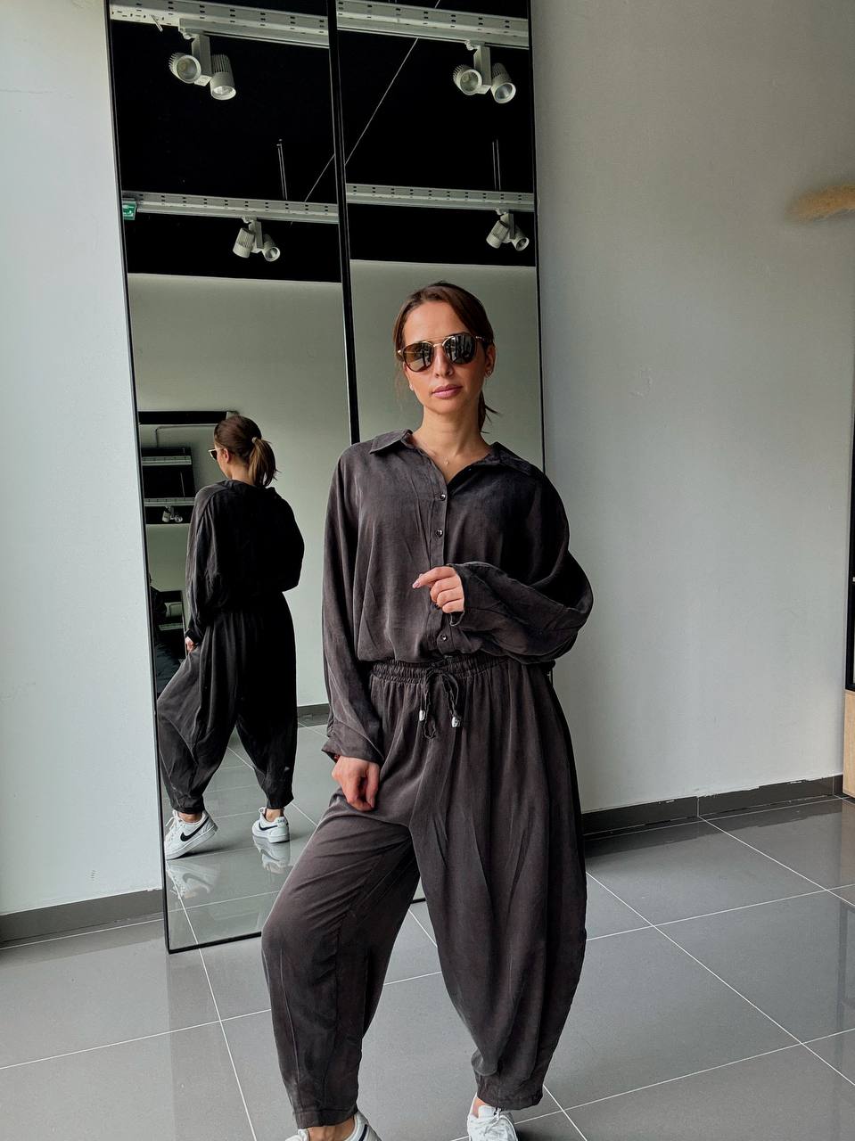 Ensemble en Tencel avec chemise et pantalon fluide - ATK025-662 - Fenomen Paris