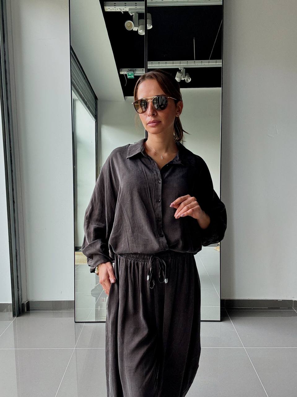 Ensemble en Tencel avec chemise et pantalon fluide - ATK025-662 - Fenomen Paris