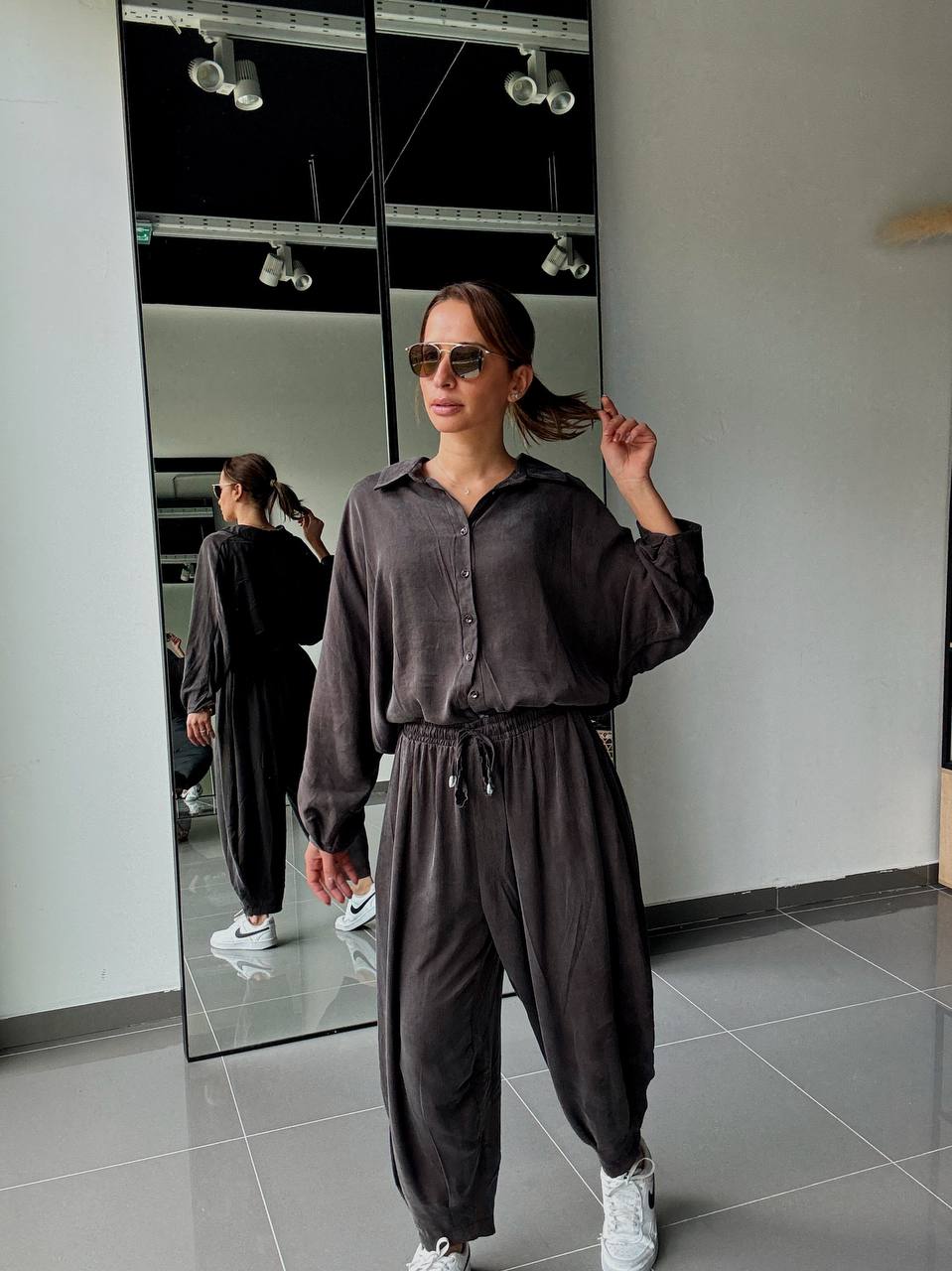 Ensemble en Tencel avec chemise et pantalon fluide - ATK025-662 - Fenomen Paris