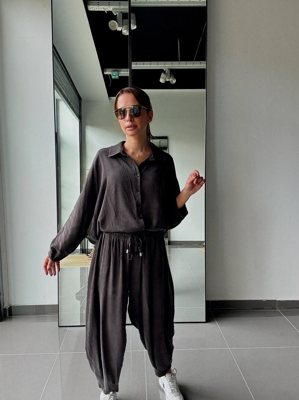 Ensemble en Tencel avec chemise et pantalon fluide - ATK025-662 - Fenomen Paris