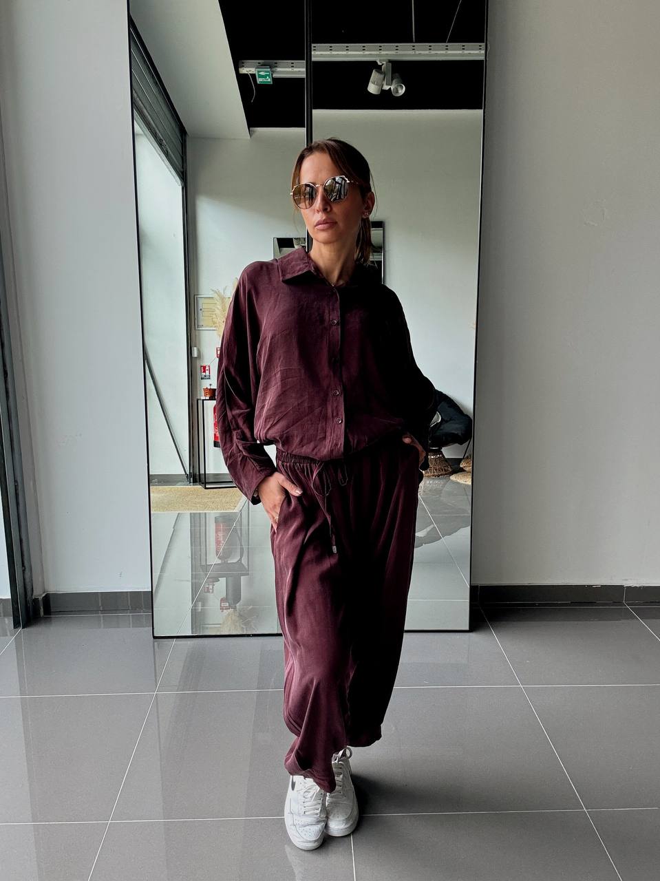 Ensemble en Tencel avec chemise et pantalon fluide - ATK025-662 - Fenomen Paris