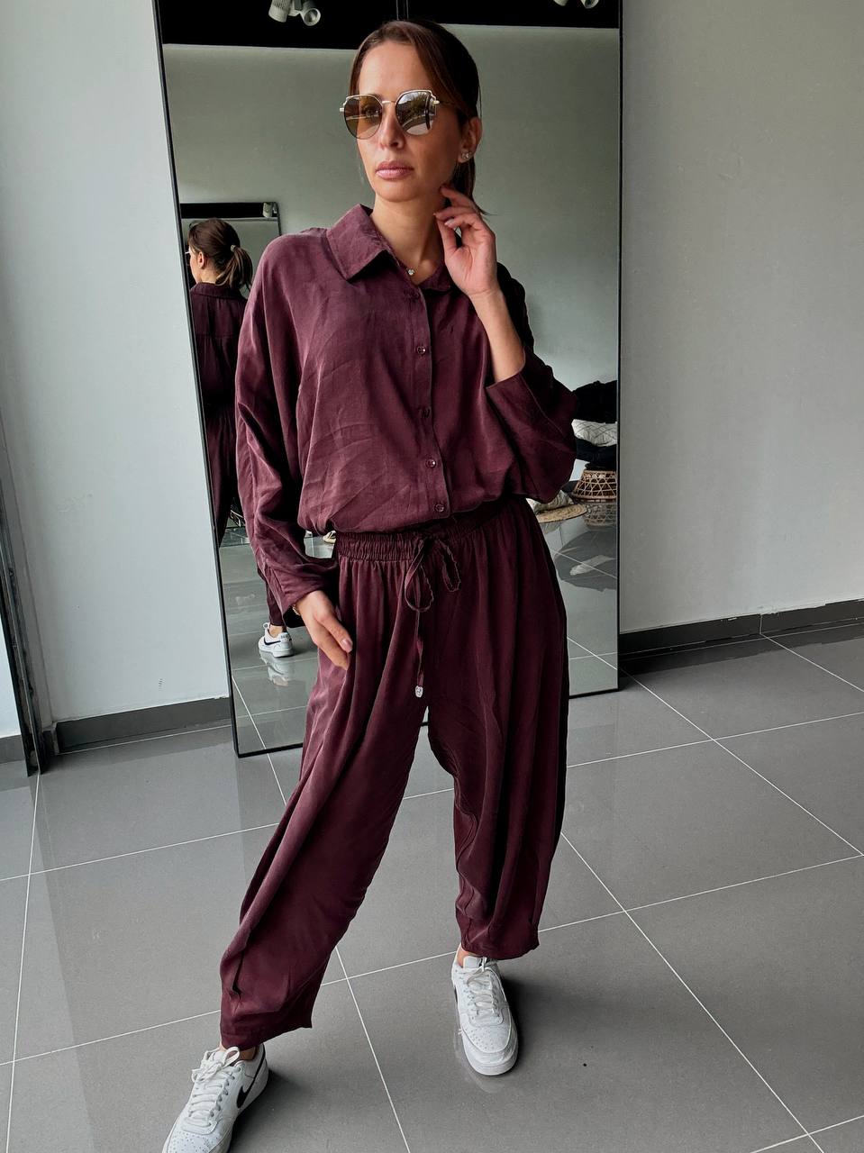 Ensemble en Tencel avec chemise et pantalon fluide - ATK025-662 - Fenomen Paris