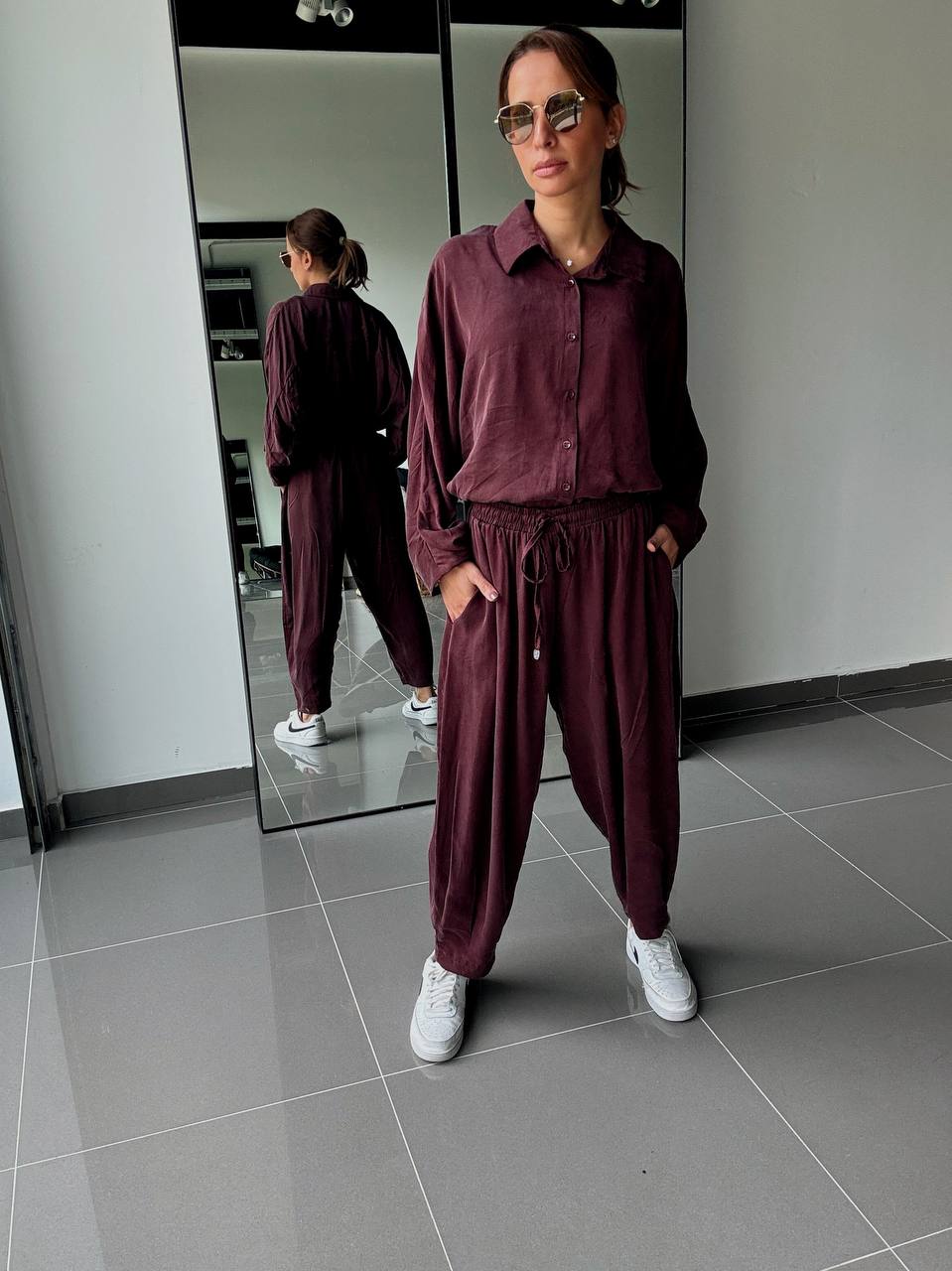 Ensemble en Tencel avec chemise et pantalon fluide - ATK025-662 - Fenomen Paris