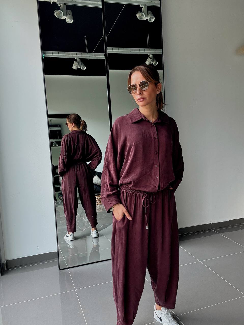 Ensemble en Tencel avec chemise et pantalon fluide - ATK025-662 - Fenomen Paris