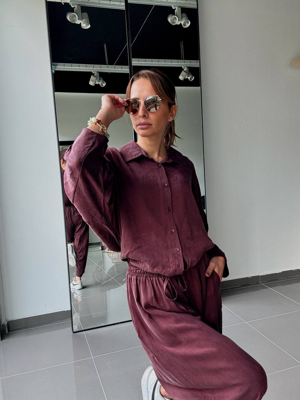 Ensemble en Tencel avec chemise et pantalon fluide - ATK025-662 - Fenomen Paris