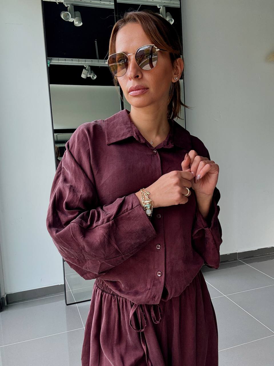 Ensemble en Tencel avec chemise et pantalon fluide - ATK025-662 - Fenomen Paris