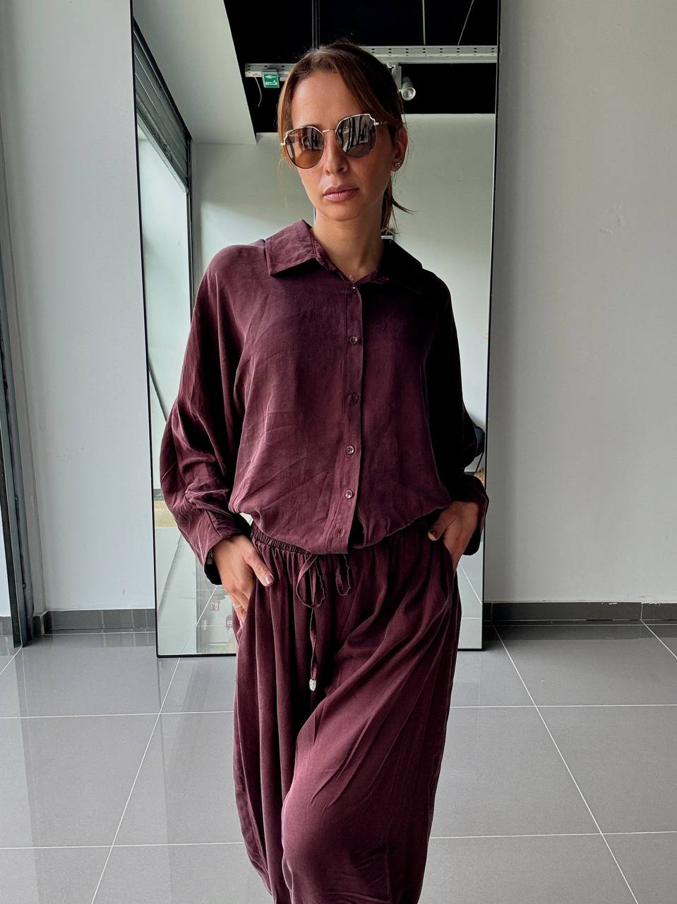 Ensemble en Tencel avec chemise et pantalon fluide - ATK025-662 - Fenomen Paris