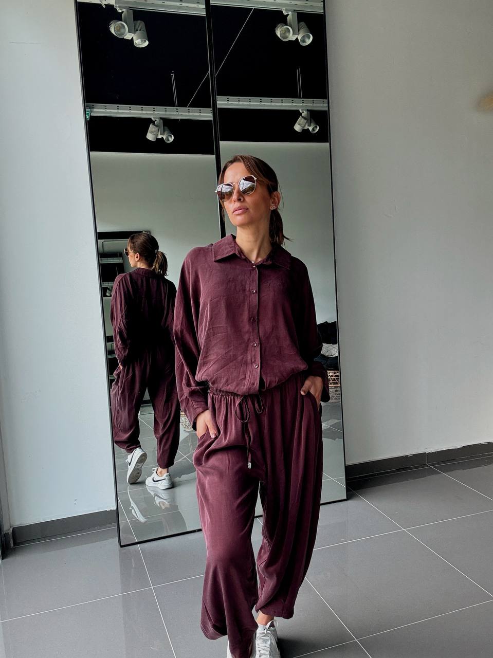 Ensemble en Tencel avec chemise et pantalon fluide - ATK025-662 - Fenomen Paris