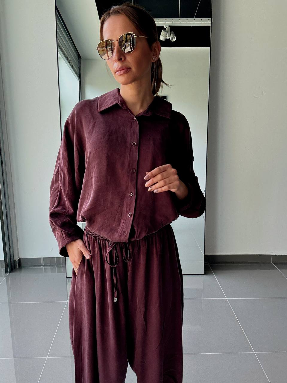 Ensemble en Tencel avec chemise et pantalon fluide - ATK025-662 - Fenomen Paris