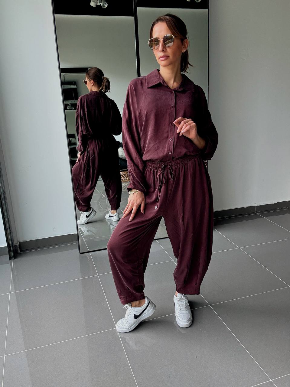 Ensemble en Tencel avec chemise et pantalon fluide - ATK025-662 - Fenomen Paris