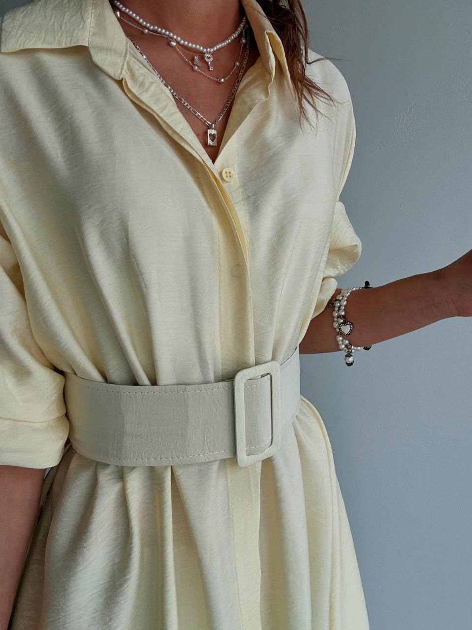 Robe Chemise Longue Vanille – Élégance Naturelle & Fluidité Absolue