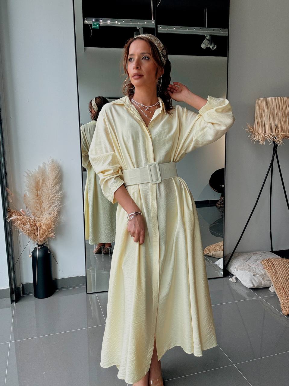 Robe Chemise Longue Vanille – Élégance Naturelle & Fluidité Absolue
