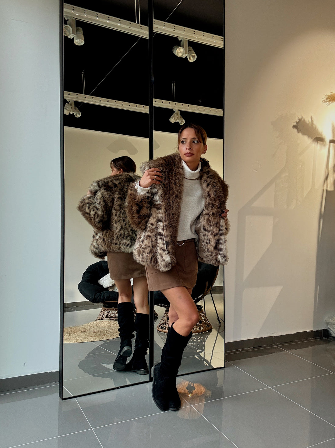 Manteau Fourrure Court Léopard - Fenomen Paris