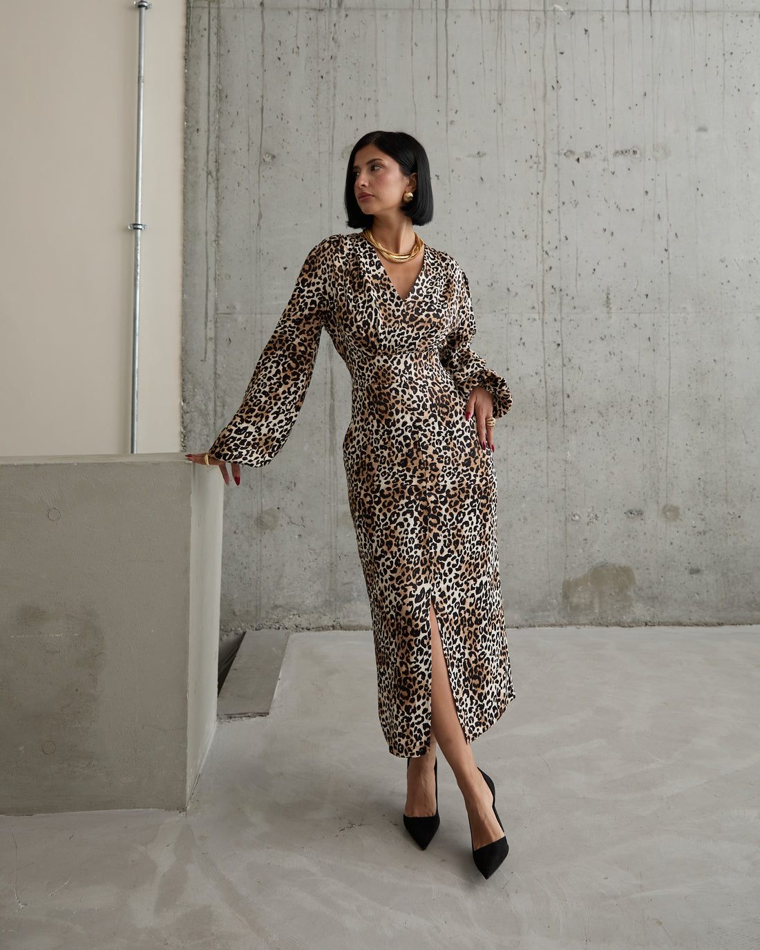 Longue Robe A Motifs Léopard - Fenomen Paris