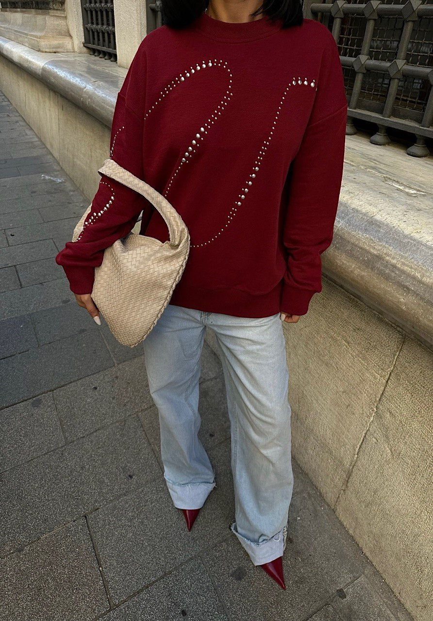 Sweat Oversize Détails Strasses - Fenomen Paris