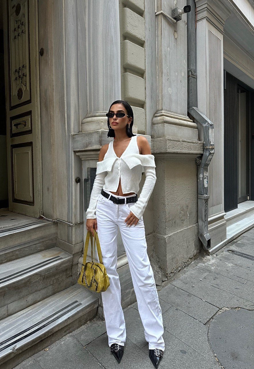 Top - Gilet En Maille Manche Longue Avec Epaules Dénudées - Fenomen Paris