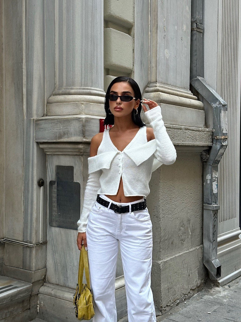 Top - Gilet En Maille Manche Longue Avec Epaules Dénudées - Fenomen Paris