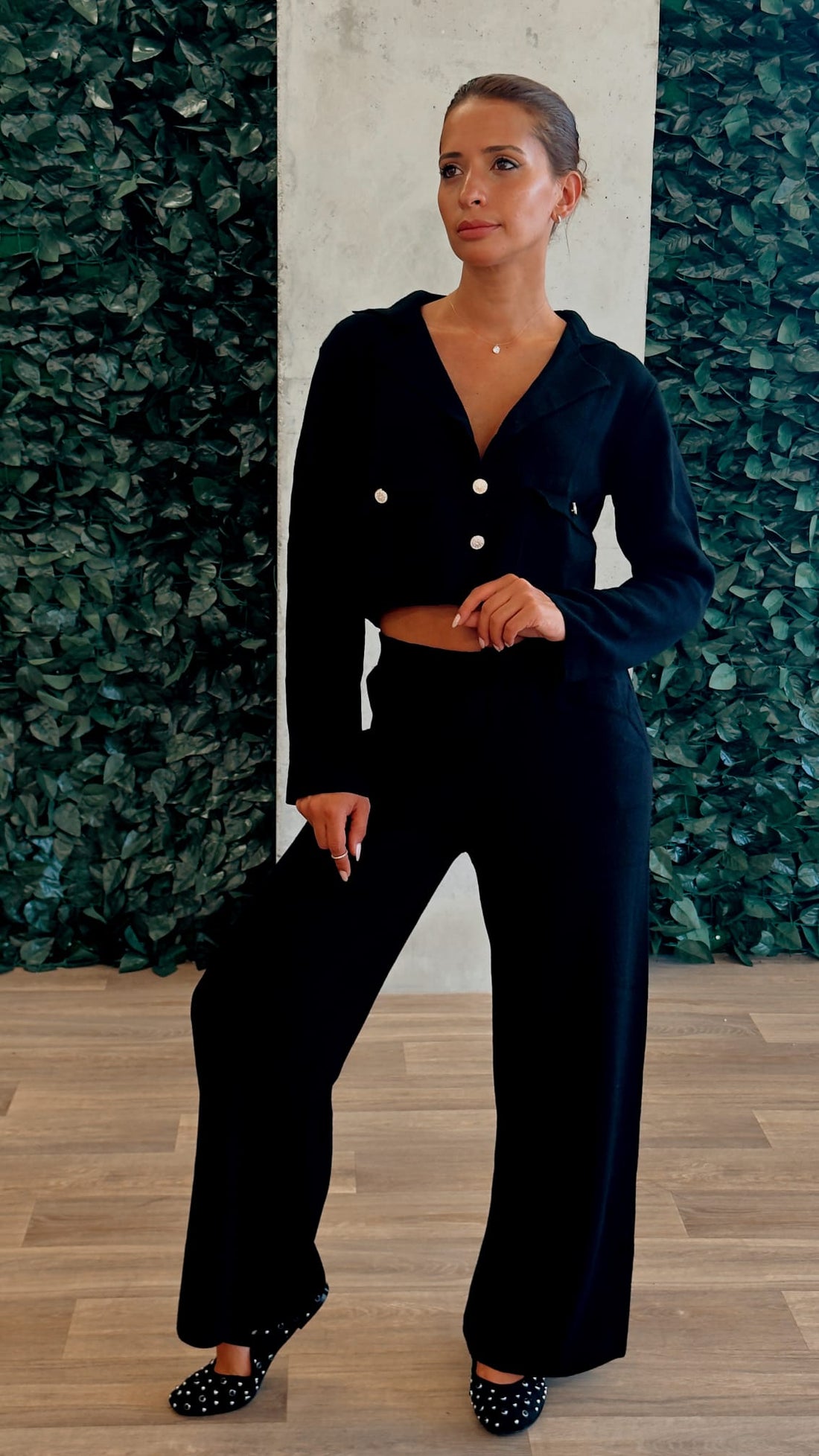 Ensemble En Maille Gilet Court Et Pantalon Assortis - Fenomen Paris