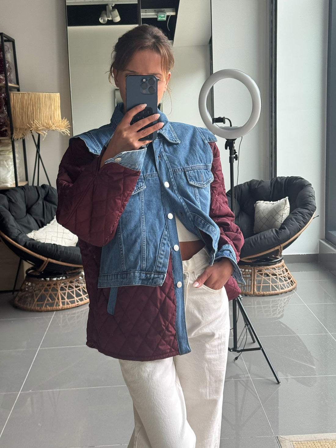 Veste Oversize Bi-matière Matelassée & Denim - Fenomen Paris