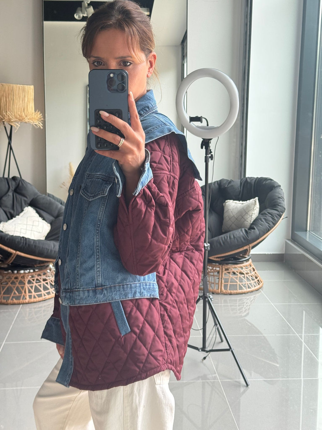 Veste Oversize Bi-matière Matelassée & Denim - Fenomen Paris