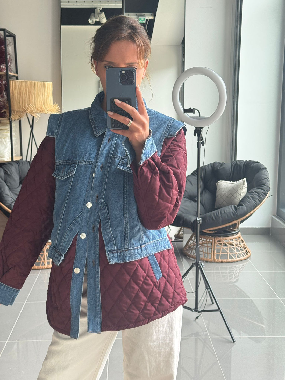 Veste Oversize Bi-matière Matelassée & Denim - Fenomen Paris